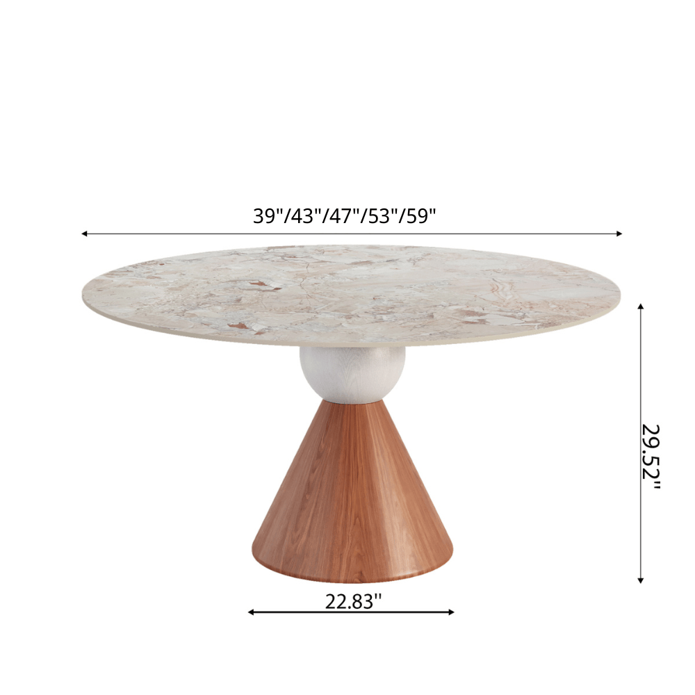 Round Sintered Stone Dining Table with Solid Wood Base For 2-8 - image 20