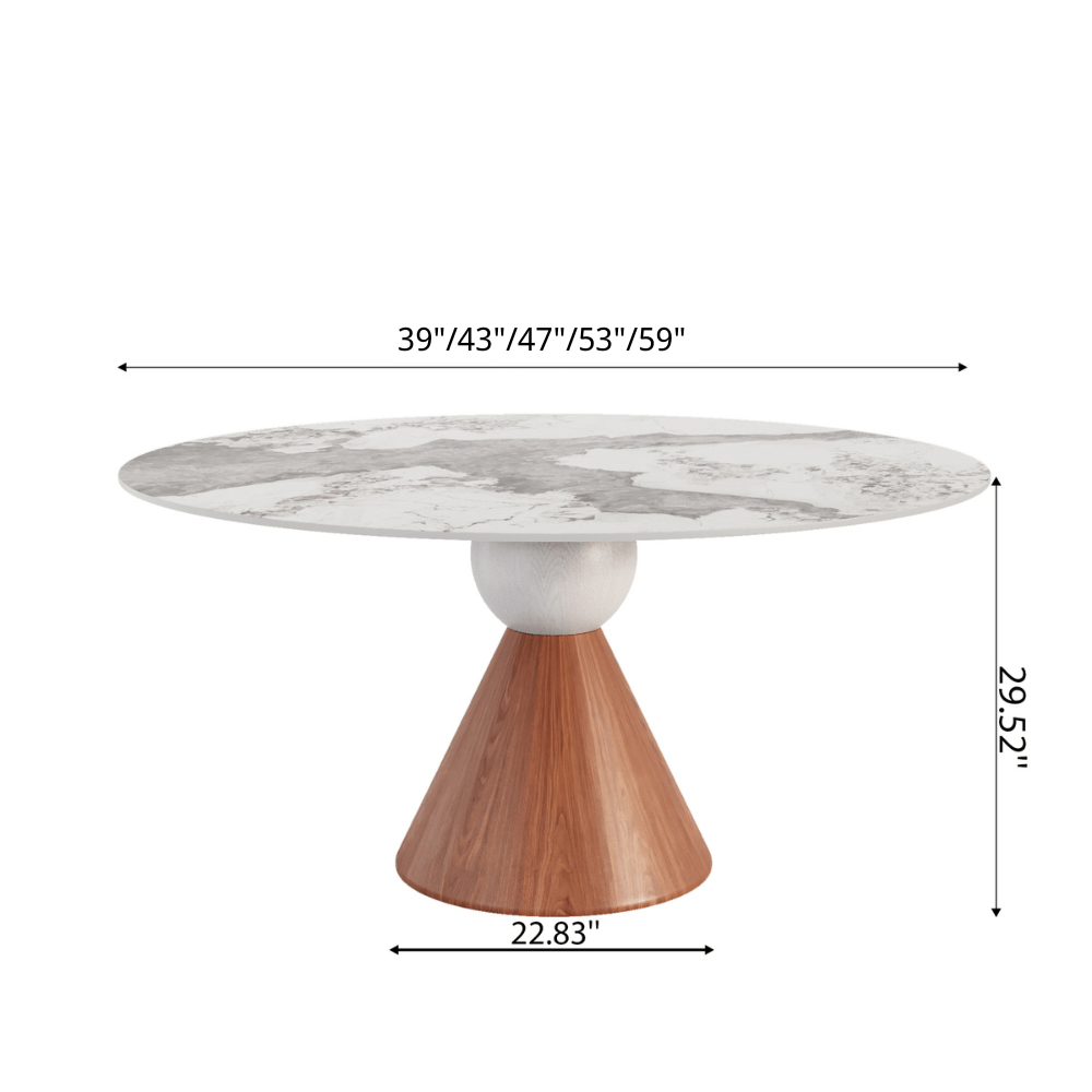 Round Sintered Stone Dining Table with Solid Wood Base For 2-8 - image 19