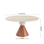 Round Sintered Stone Dining Table with Solid Wood Base For 2-8 - image 21