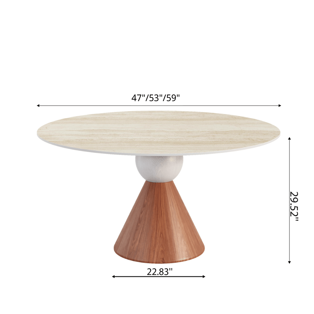 Round Sintered Stone Dining Table with Solid Wood Base For 2-8 - image 21
