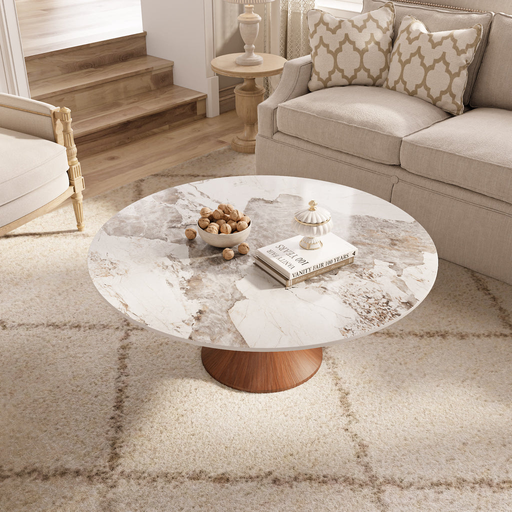 Mid-century Round Pedestal Coffee Table - image 5