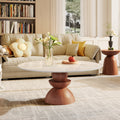 Mid-century Solid Wood & Stone Pedestal Coffee Table - Snowy White - 41"table - image 0