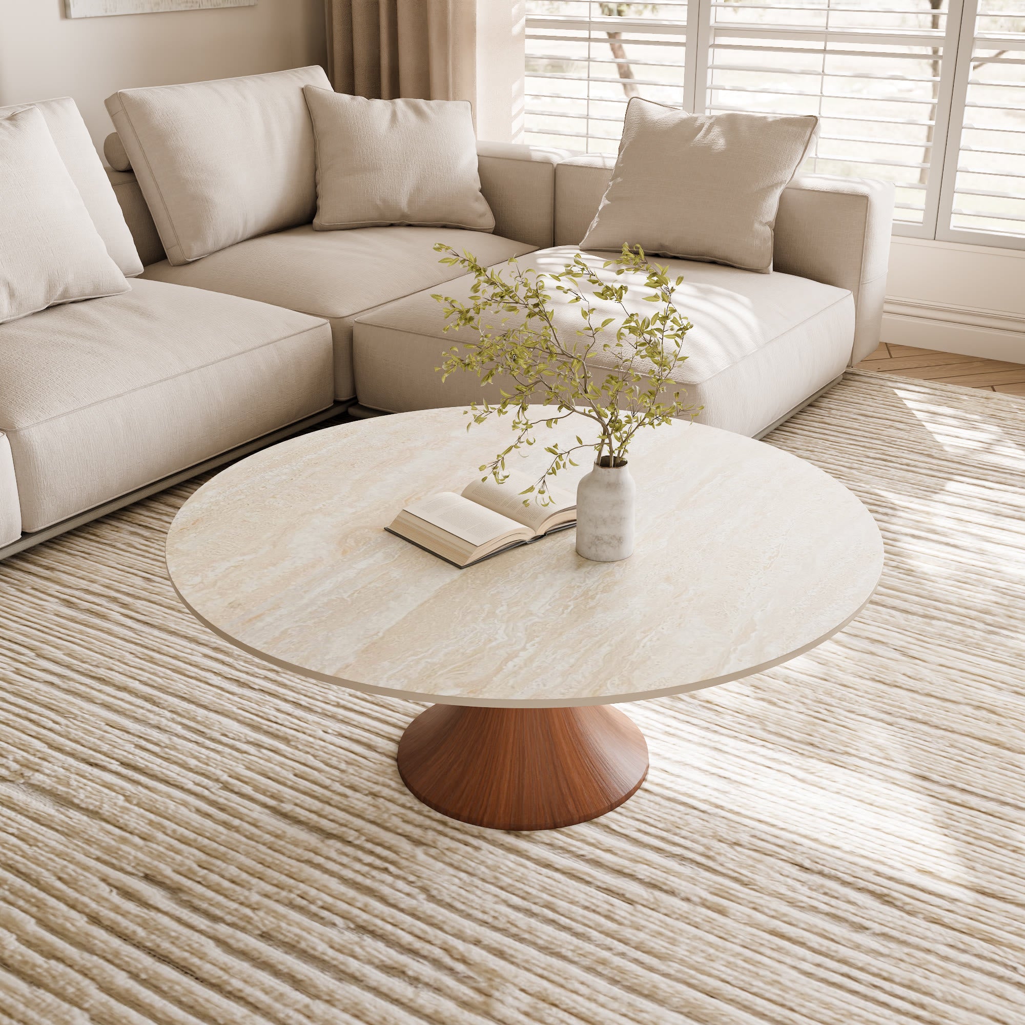 Mid-century Round Pedestal Coffee Table - image 8