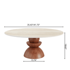 Mid-century Solid Wood & Stone Pedestal Coffee Table - image 11