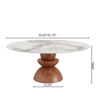 Mid-century Solid Wood & Stone Pedestal Coffee Table - image 10
