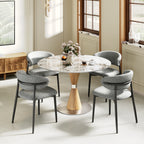 Luxe Modern Round Sintered Stone Dining Table with Solid Wood Base & Metallic Accents For 2-4 - image 14