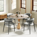 Luxe Modern Round Sintered Stone Dining Table with Solid Wood Base & Metallic Accents For 2-4 - image 17