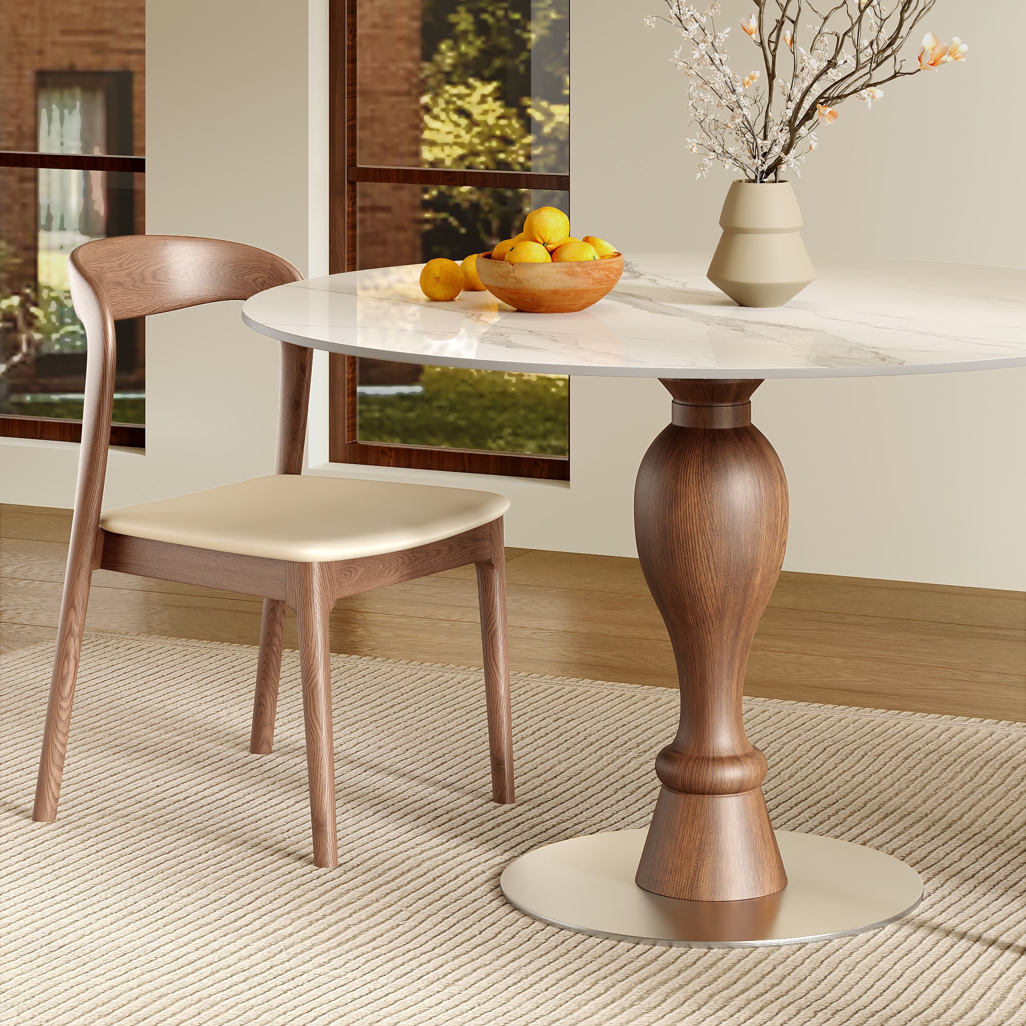 Mid-Century Modern Solid Wood Dining Table Seats 2-4 - image 1