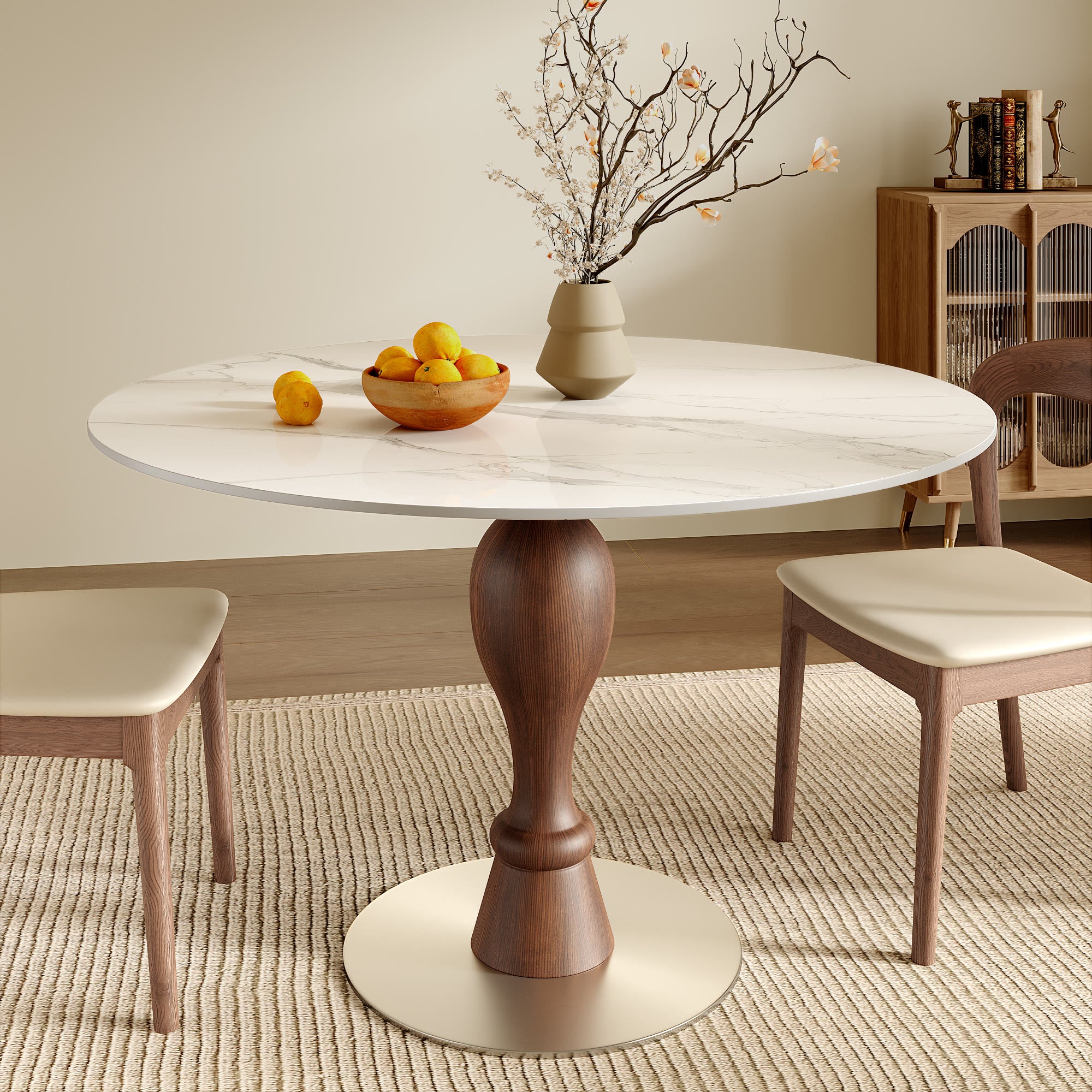 Mid-Century Modern Solid Wood Dining Table Seats 2-4 - Snowy White - 35" Table - image 0
