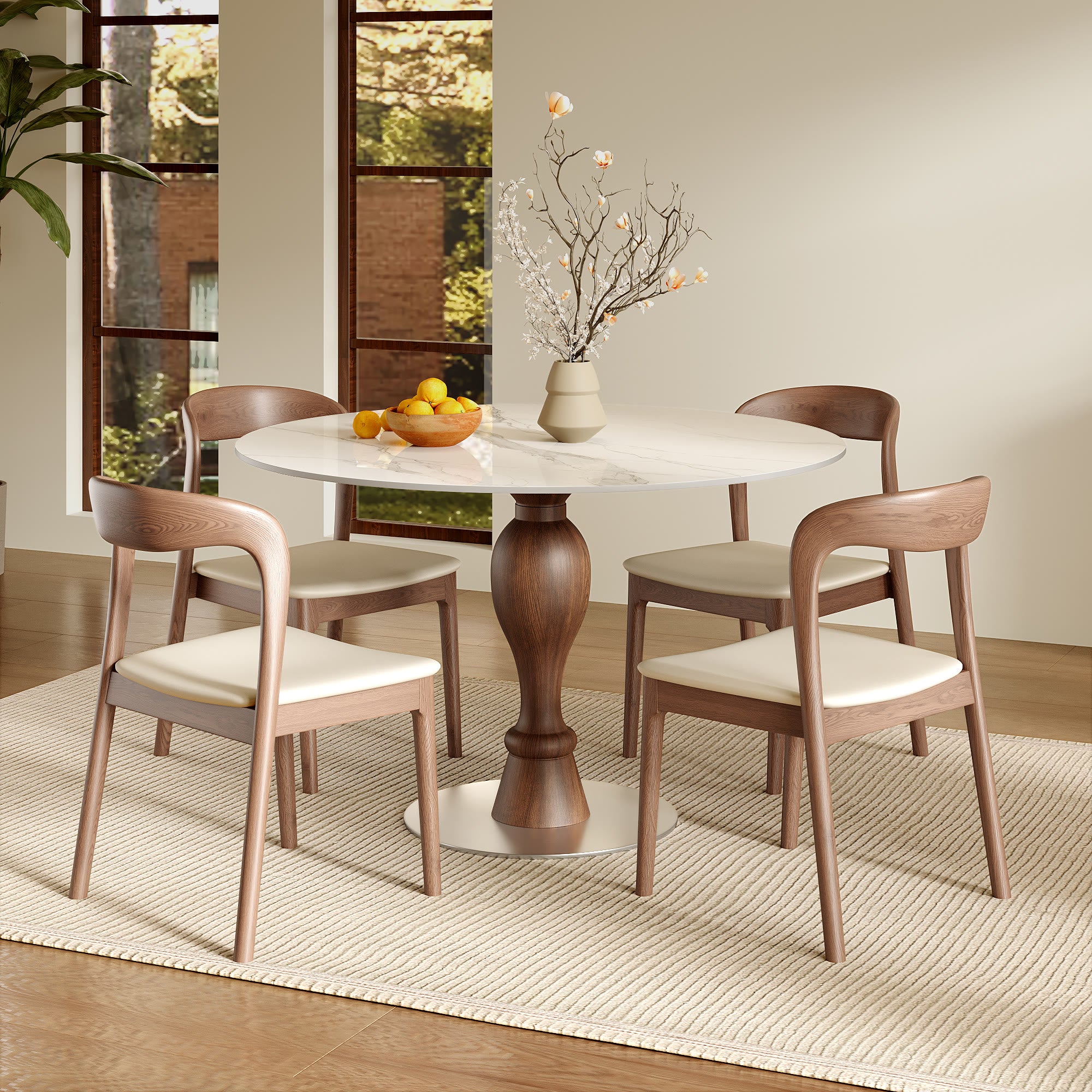 Mid-Century Modern Solid Wood Dining Table Seats 2-4 - image 2