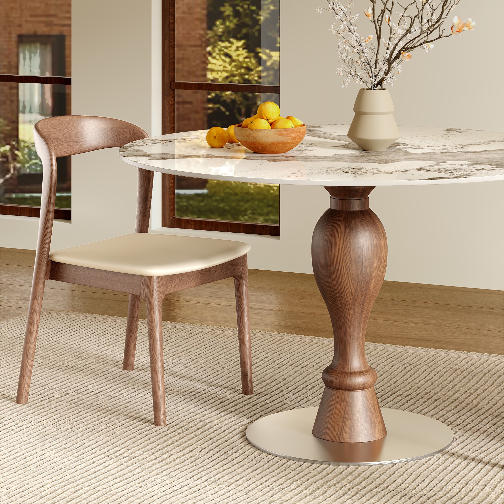 Mid-Century Modern Solid Wood Dining Table Seats 2-4 - image 4