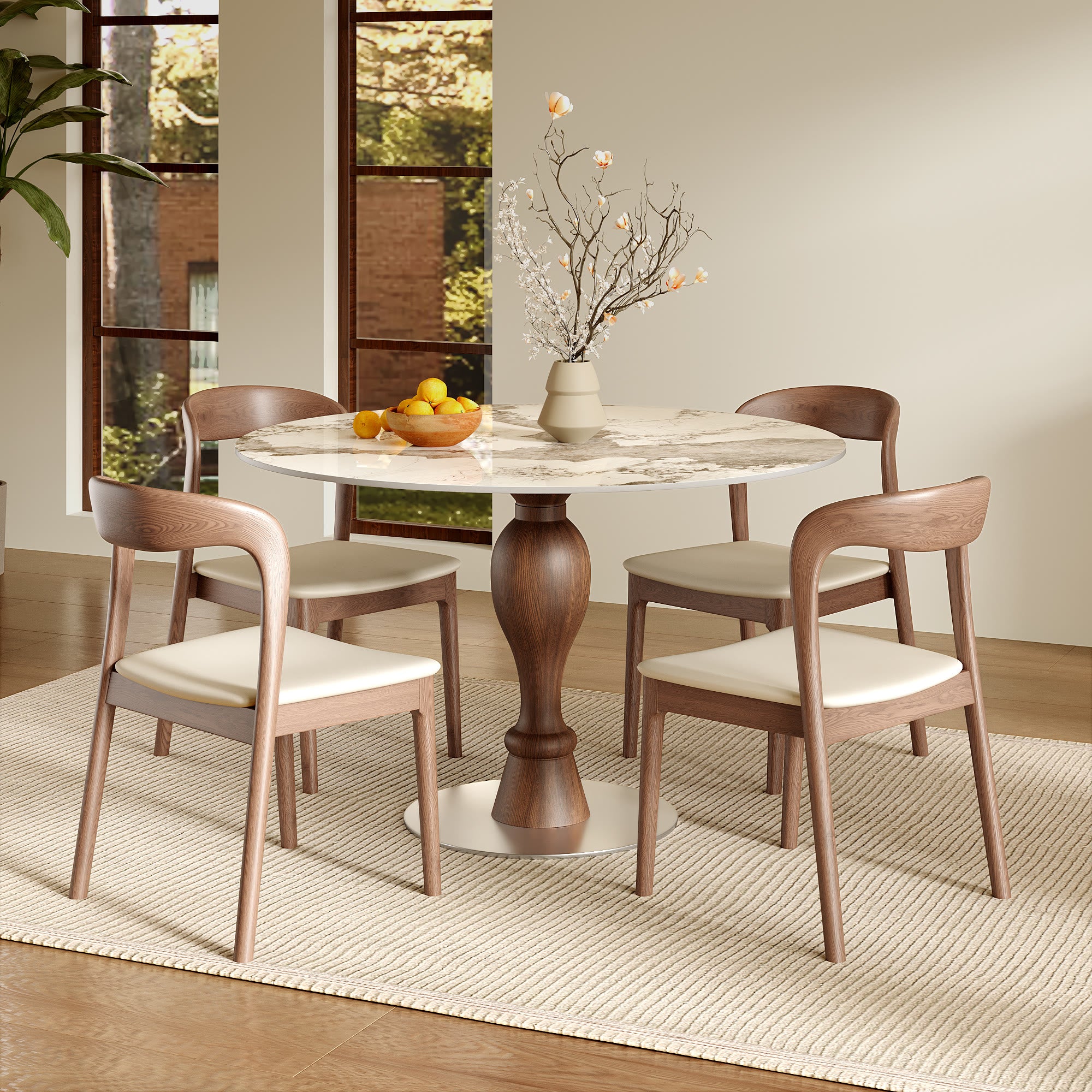 Mid-Century Modern Solid Wood Dining Table Seats 2-4 - image 5