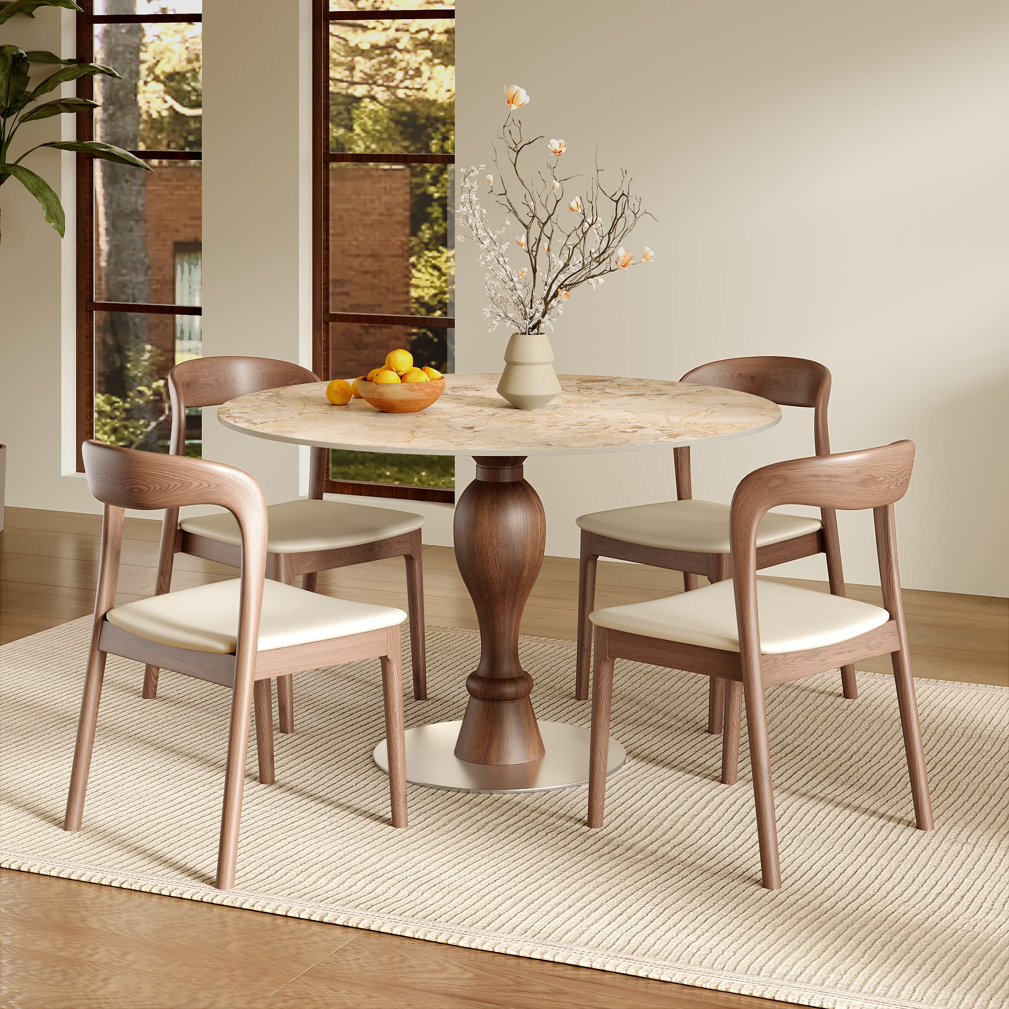 Mid-Century Modern Solid Wood Dining Table Seats 2-4 - image 8