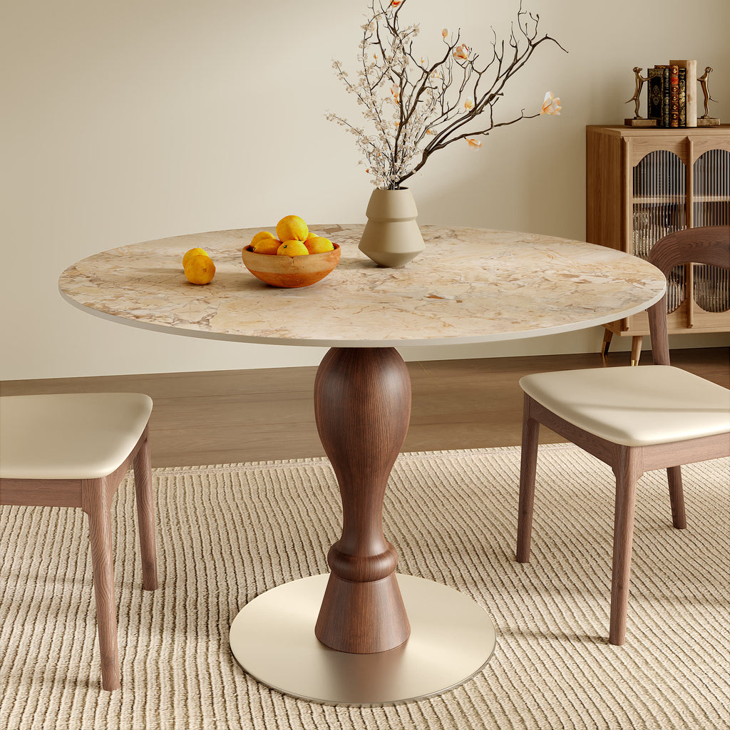 Mid-Century Modern Solid Wood Dining Table Seats 2-4 - Creamy - 35" Table - image 6
