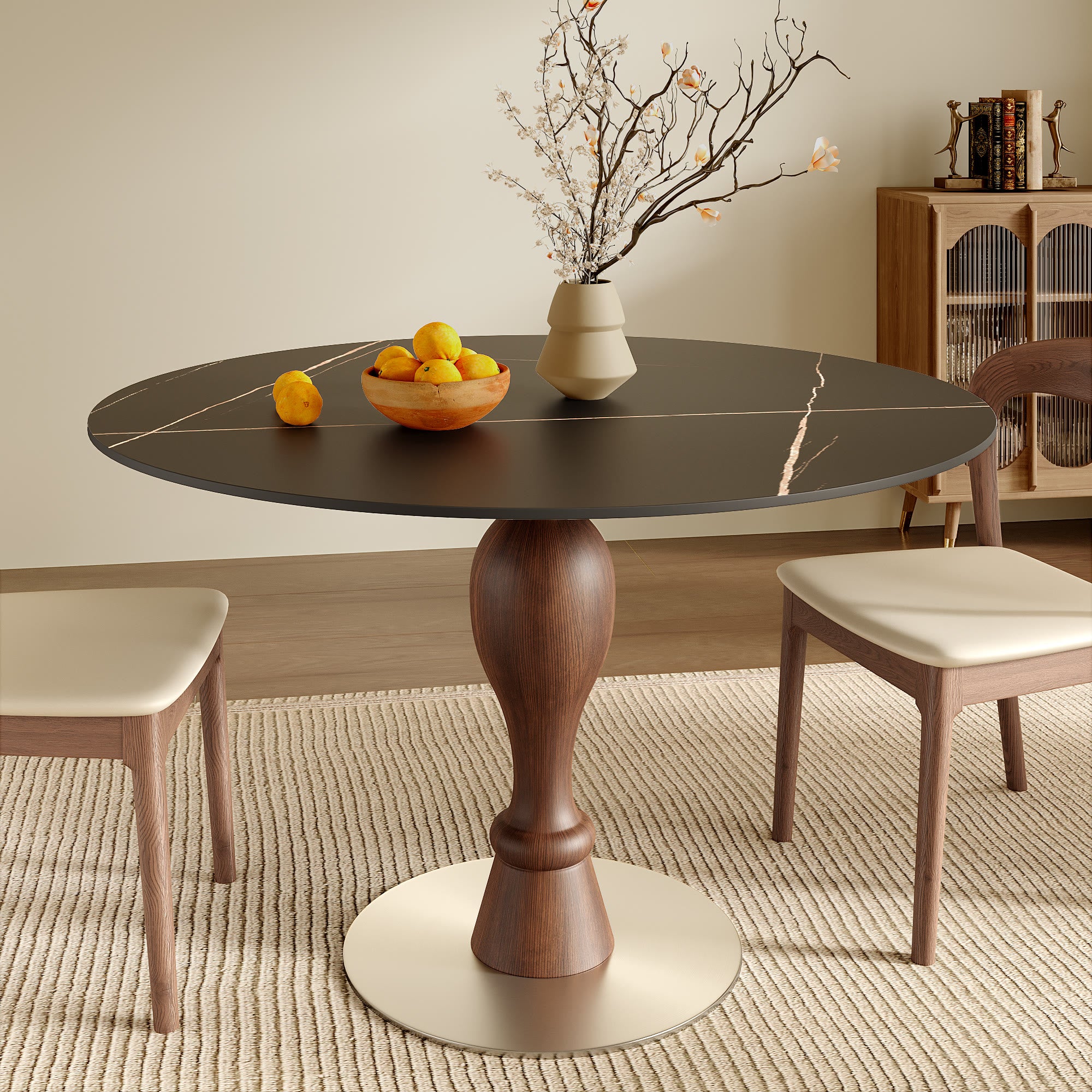 Mid-Century Modern Solid Wood Dining Table Seats 2-4 - Black - 35" Table - image 9