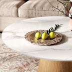 Wabi-Sabi Coffee Table: Sintered Stone Top with Solid Wood Pedestal Base - image 10