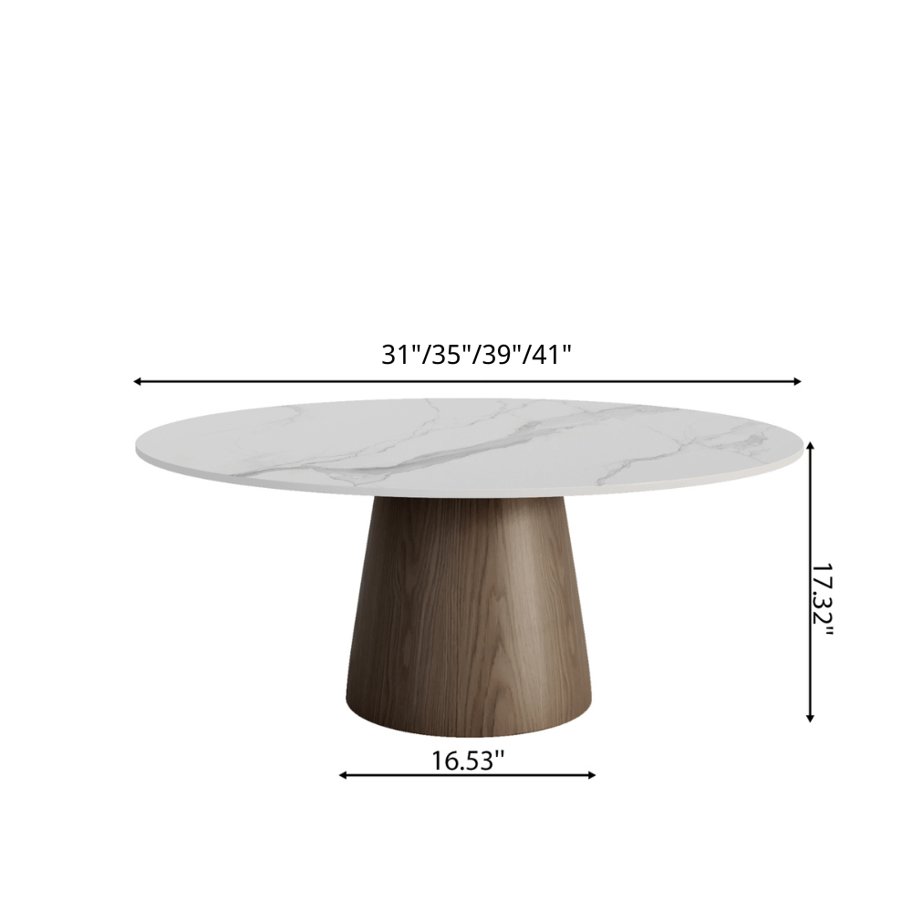 Wabi-Sabi Coffee Table: Sintered Stone Top with Solid Wood Pedestal Base - image 18