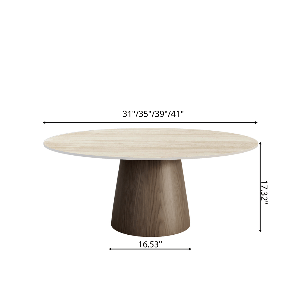 Wabi-Sabi Coffee Table: Sintered Stone Top with Solid Wood Pedestal Base - image 20
