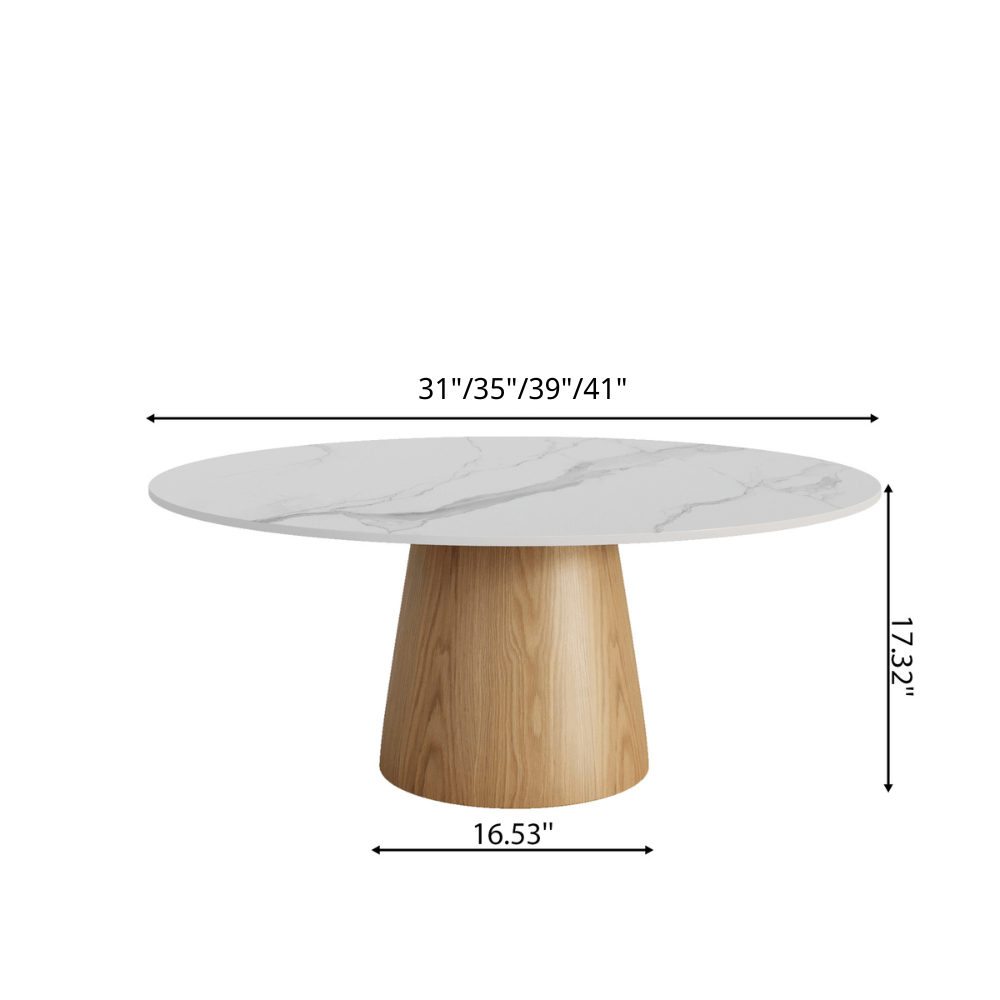 Wabi-Sabi Coffee Table: Sintered Stone Top with Solid Wood Pedestal Base - image 21