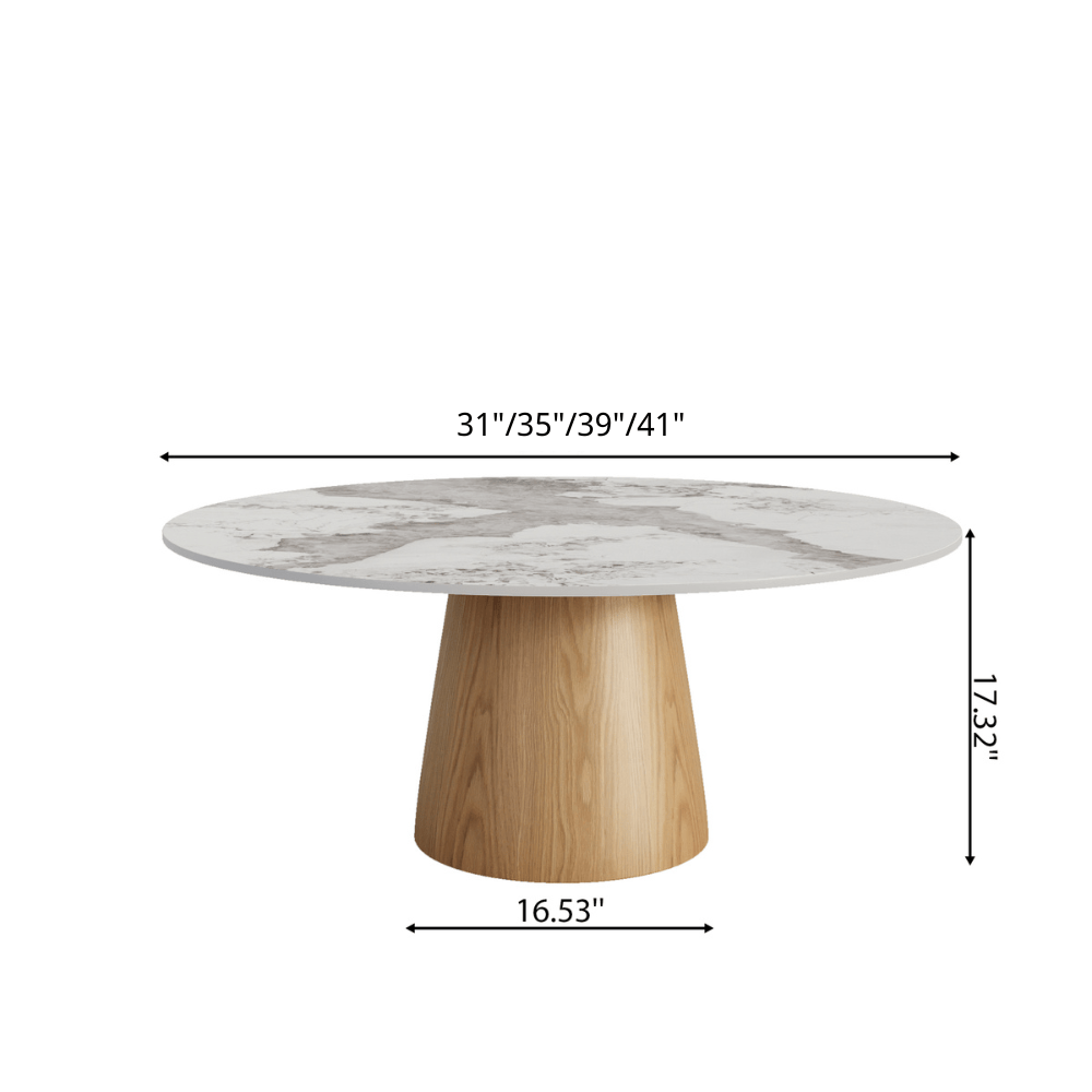 Wabi-Sabi Coffee Table: Sintered Stone Top with Solid Wood Pedestal Base - image 22
