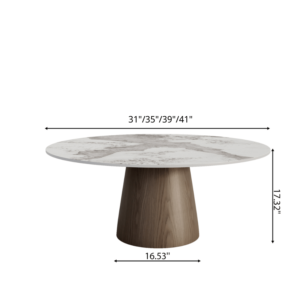 Wabi-Sabi Coffee Table: Sintered Stone Top with Solid Wood Pedestal Base - image 19