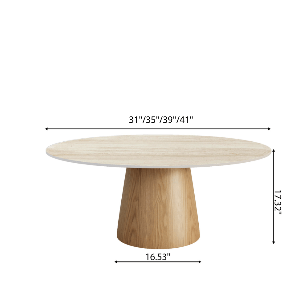 Wabi-Sabi Coffee Table: Sintered Stone Top with Solid Wood Pedestal Base - image 23