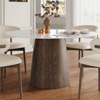 Modern Minimalist Solid Wood Dining Table With Sintered Stone Top - Snowy White - 59" Table - image 0