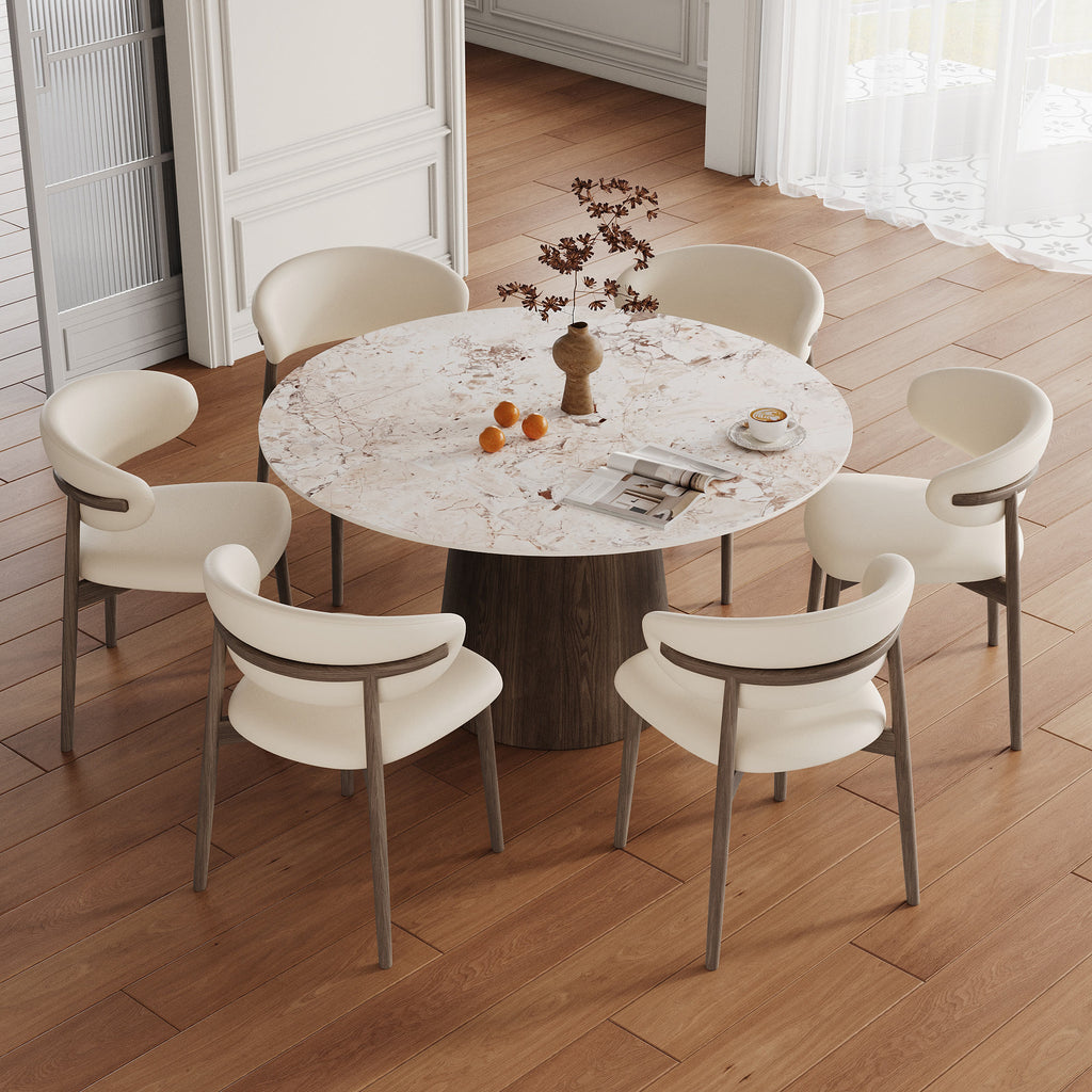 Modern Minimalist Solid Wood Dining Table With Sintered Stone Top - image 8