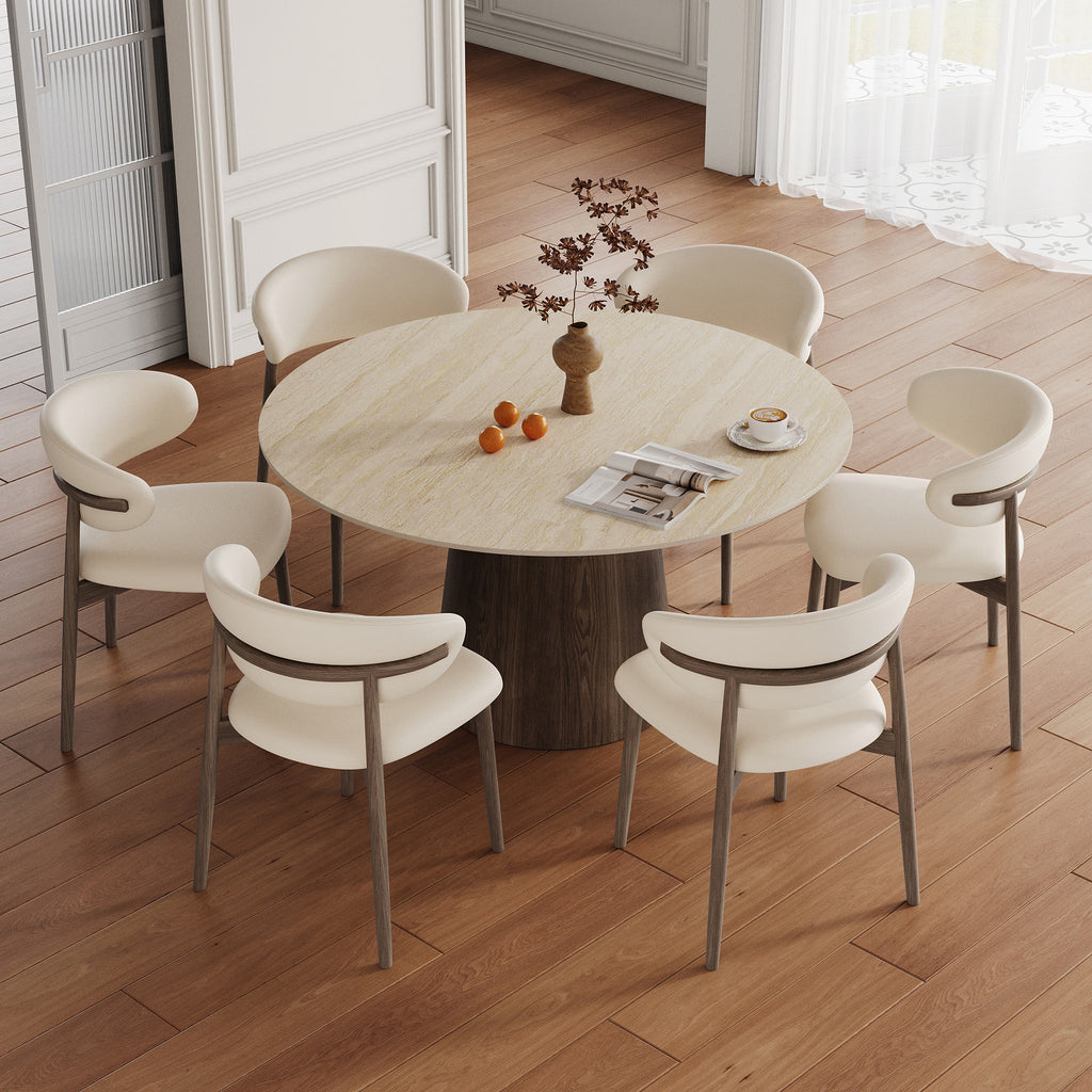 Modern Minimalist Solid Wood Dining Table With Sintered Stone Top - image 11