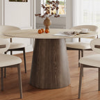 Modern Minimalist Solid Wood Dining Table With Sintered Stone Top - Travertine - 59" Table - image 9