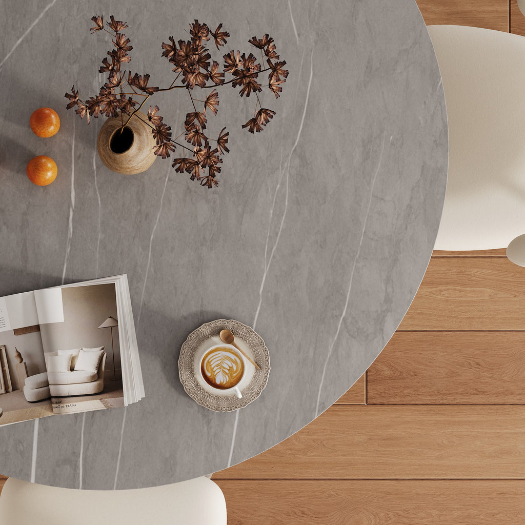 Modern Minimalist Solid Wood Dining Table With Sintered Stone Top - image 13