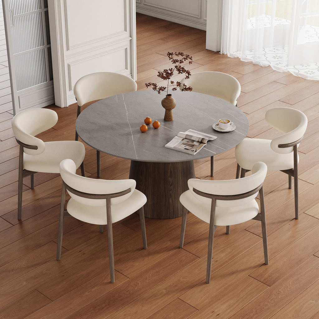Modern Minimalist Solid Wood Dining Table With Sintered Stone Top - image 14