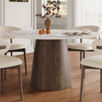 Modern Minimalist Solid Wood Dining Table With Sintered Stone Top - Creamy - 59" Table - image 6