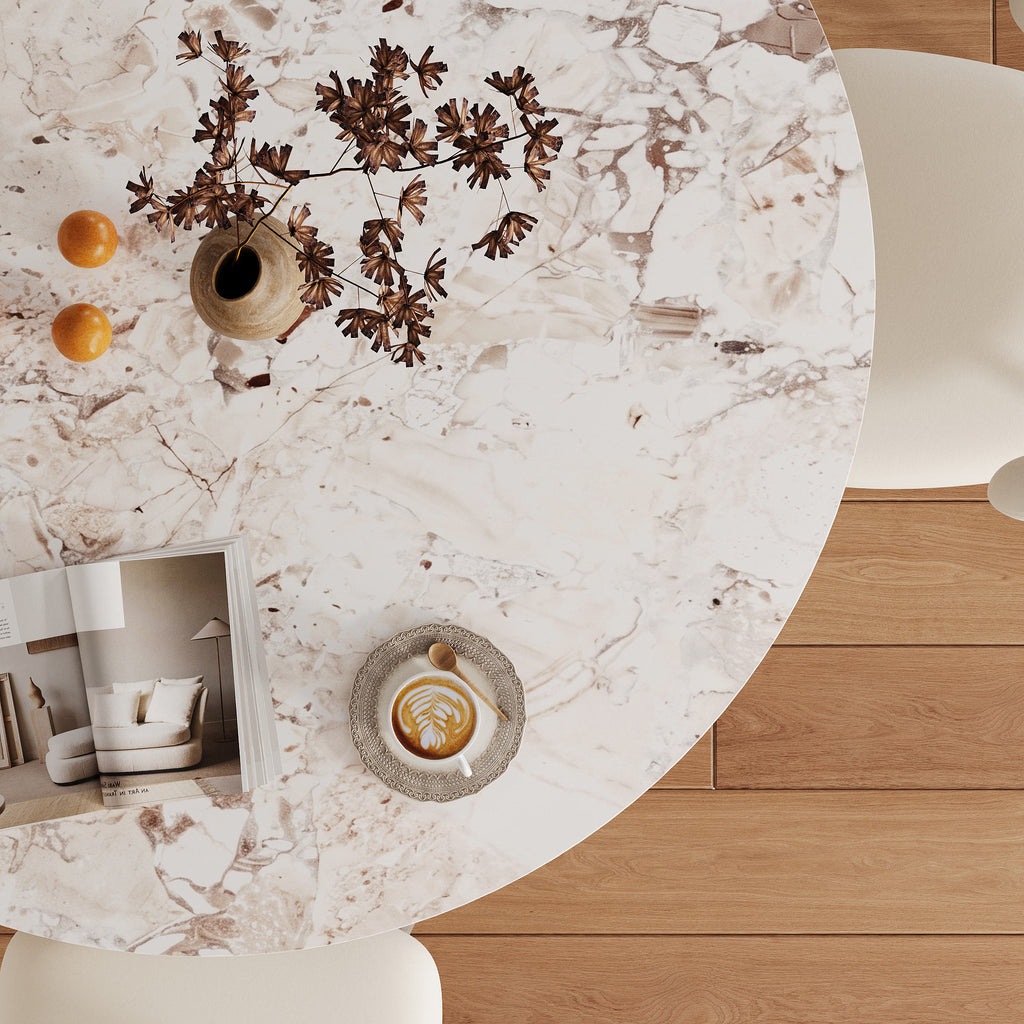 Modern Minimalist Solid Wood Dining Table With Sintered Stone Top - image 7