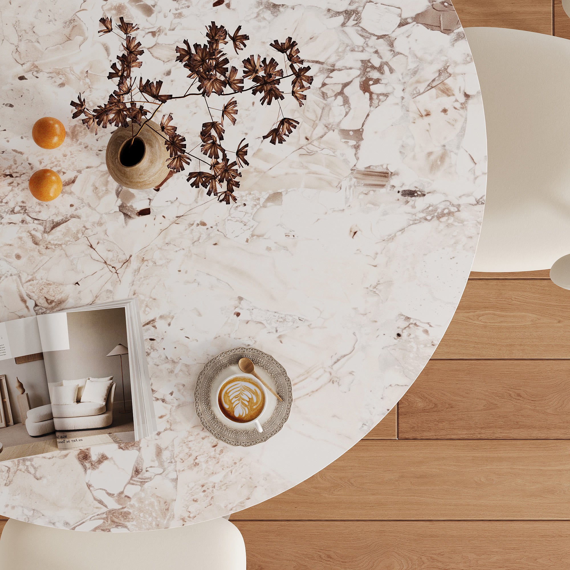 Modern Minimalist Solid Wood Dining Table With Sintered Stone Top - image 7
