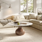 Modern Round Coffee Table with Sintered Stone Top & Solid Wood Base - image 5