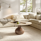 Modern Round Coffee Table with Sintered Stone Top & Solid Wood Base - image 8