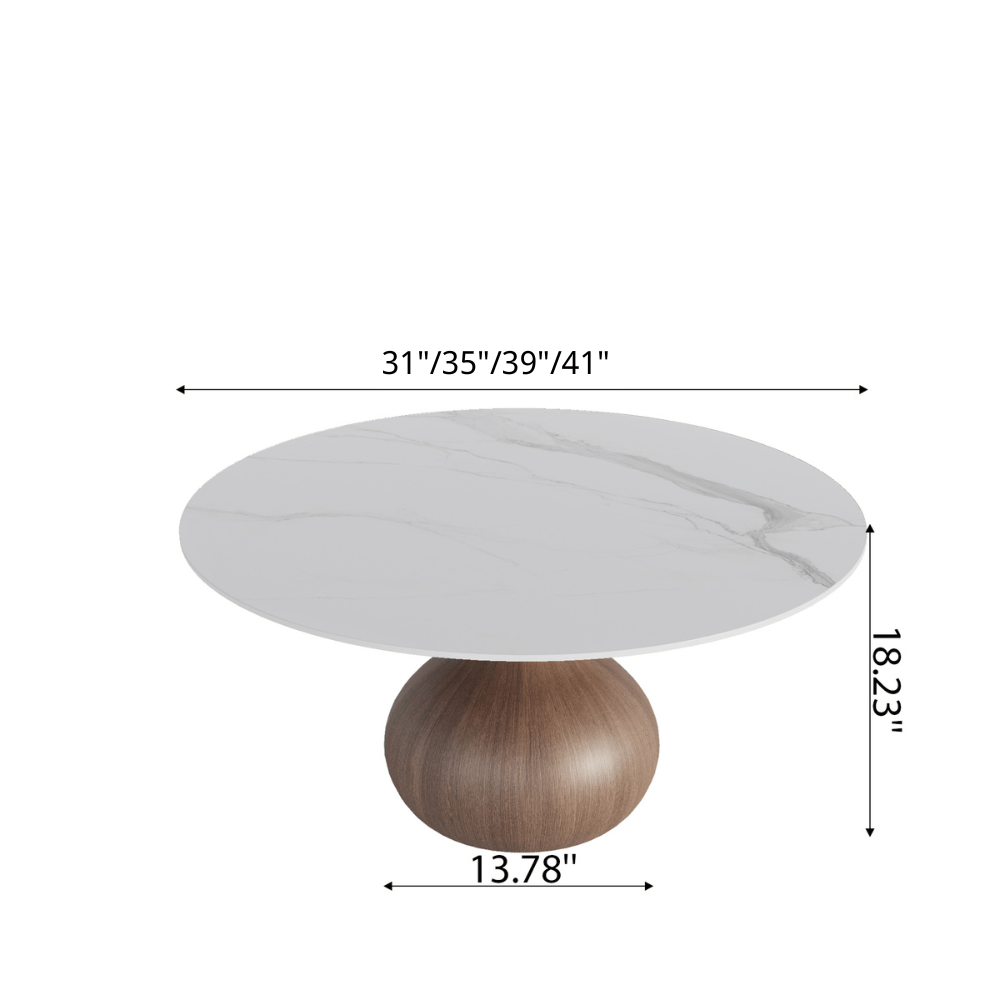Modern Round Coffee Table with Sintered Stone Top & Solid Wood Base - image 9