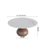 Modern Round Coffee Table with Sintered Stone Top & Solid Wood Base - image 9