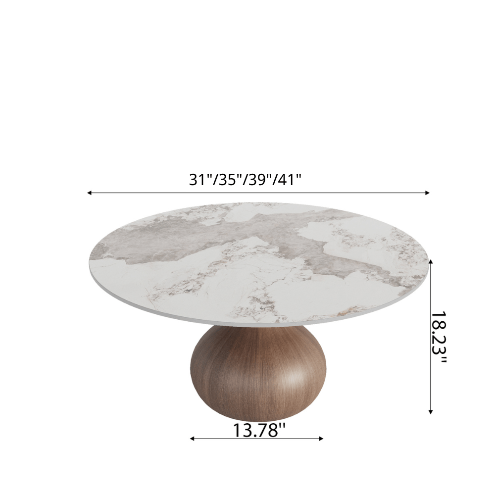 Modern Round Coffee Table with Sintered Stone Top & Solid Wood Base - image 10