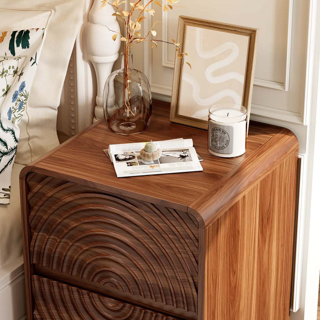 Artistic Wave Carved Nightstand - image 2