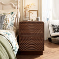 Artistic Wave Carved Nightstand - Walnut - image 0