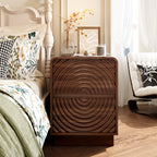 Artistic Wave Carved Nightstand - Walnut - image 0