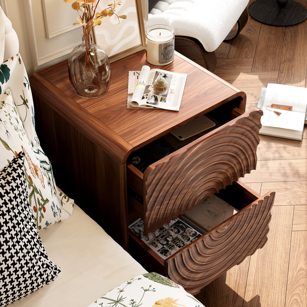 Artistic Wave Carved Nightstand - image 3