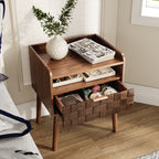 Modern Rattan-Style Nightstand with Storage - image 2