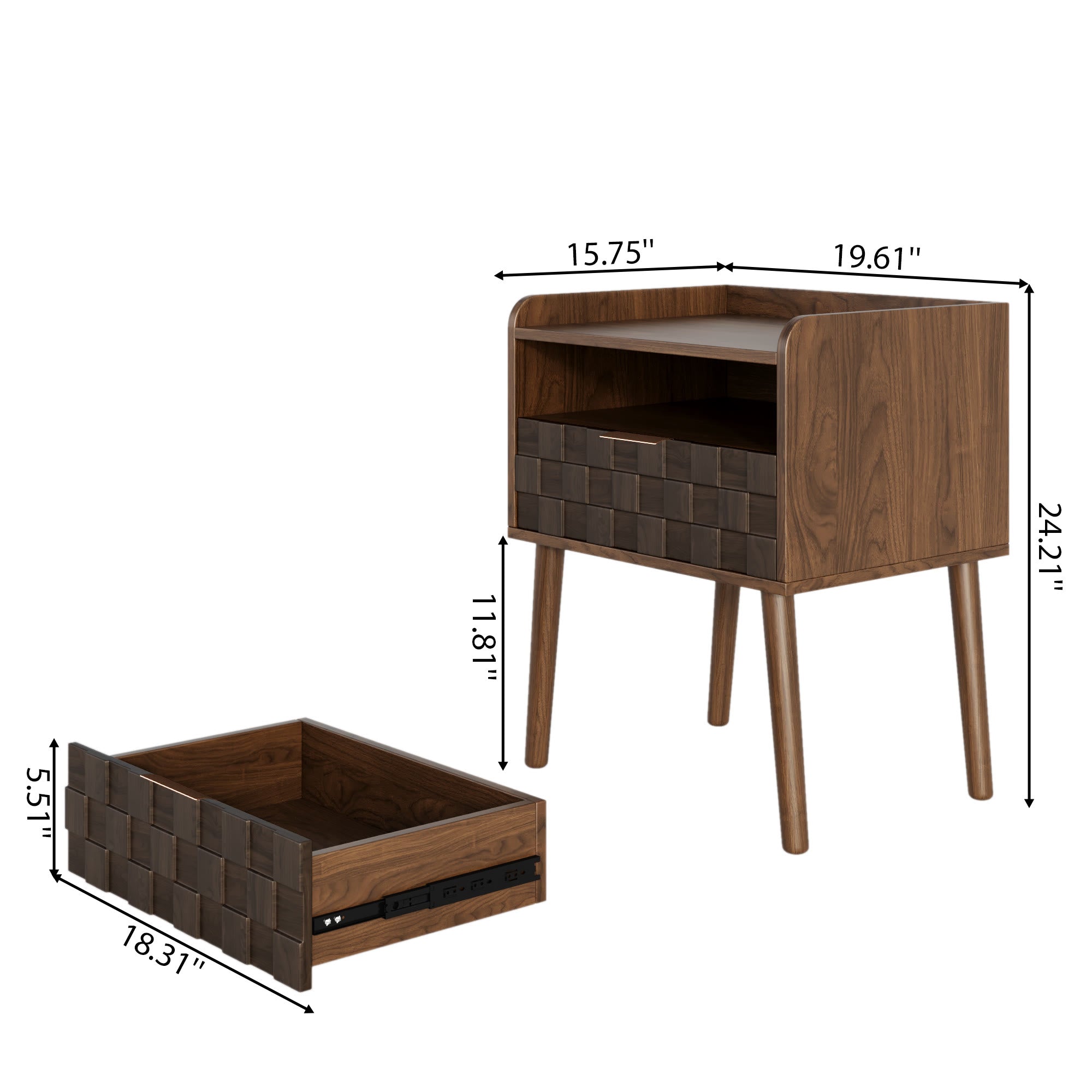 Modern Rattan-Style Nightstand with Storage - image 5