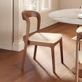 Set of 2/4/6 Modern Wooden Dining Chairs Soft Cushion Seat - Dark Walnut+Cream - 6x Chairs - image 0