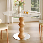 Mid-Century Modern Solid Wood Round Dining Table with Sintered Stone Top For 2-4 - Wood+Pandora - 43" Table - image 3