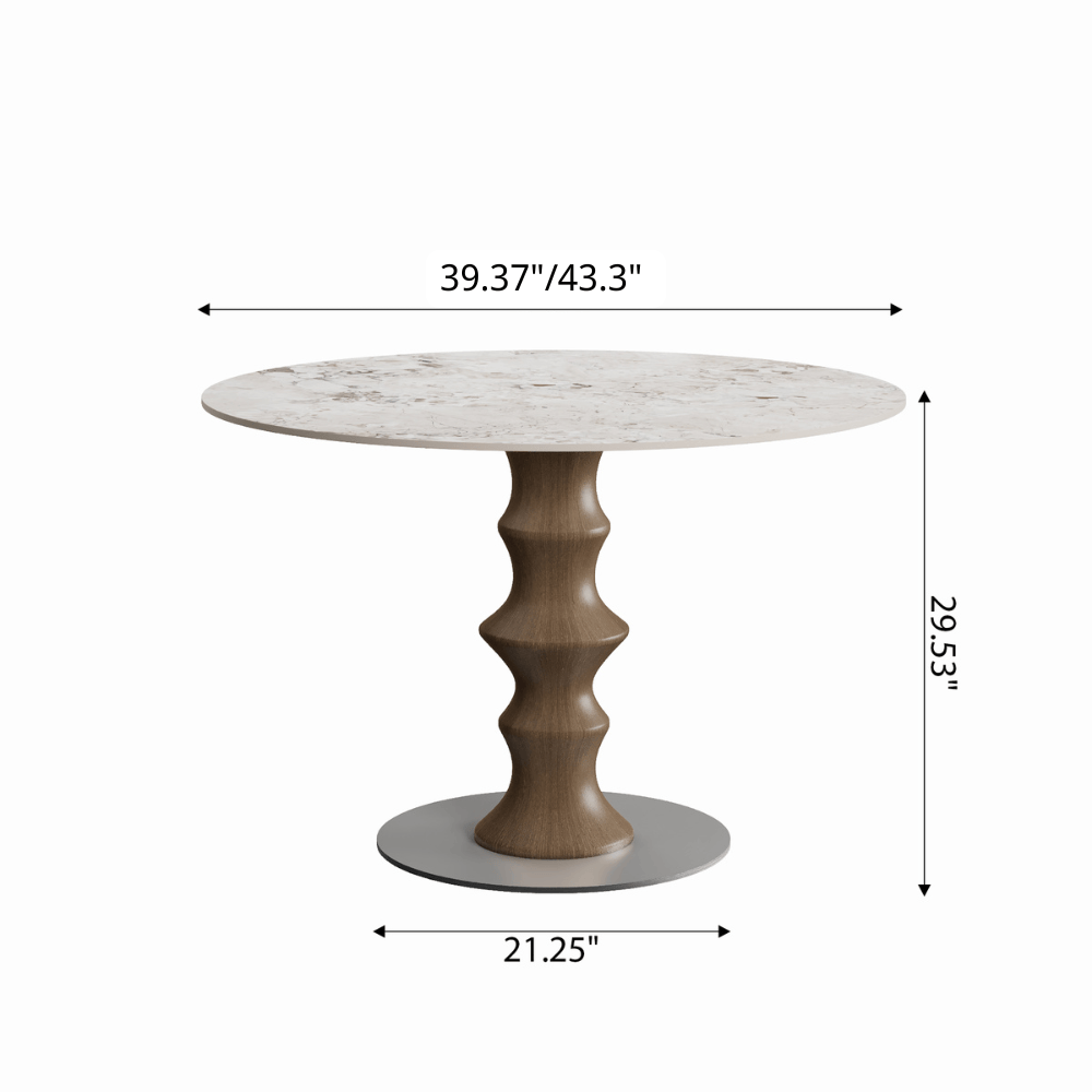 Mid-Century Modern Solid Wood Round Dining Table with Sintered Stone Top For 2-4 - image 23