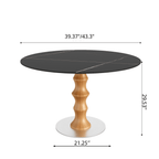 Mid-Century Modern Solid Wood Round Dining Table with Sintered Stone Top For 2-4 - image 21